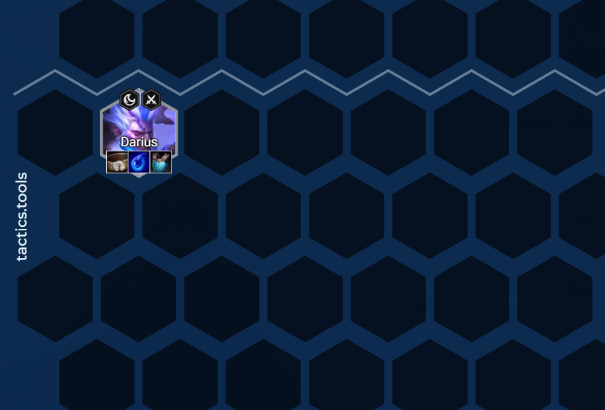 No Set 11, temos uma unidade de custo 1 que consegue solar o stage 1 inteiro: Darius utilizando um cinto, lágrima ou cota de malha! Posicione-o como na figura e veja-o vencer os rounds! Utilize essa dica para obter juros no stage 1 com 10 de ouro e assim vantagem econômica!