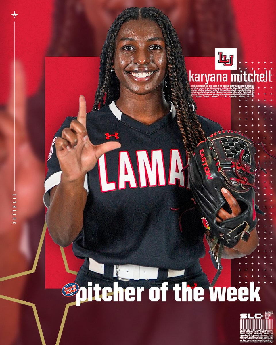 KARYANA SAYS NO-NO After tossing a no hitter to complete a perfect weekend for Lamar, Karyana Mitchell of Lamar has been named the @jerseymikes Softball Pitcher of the Week. #EarnedEveryDay