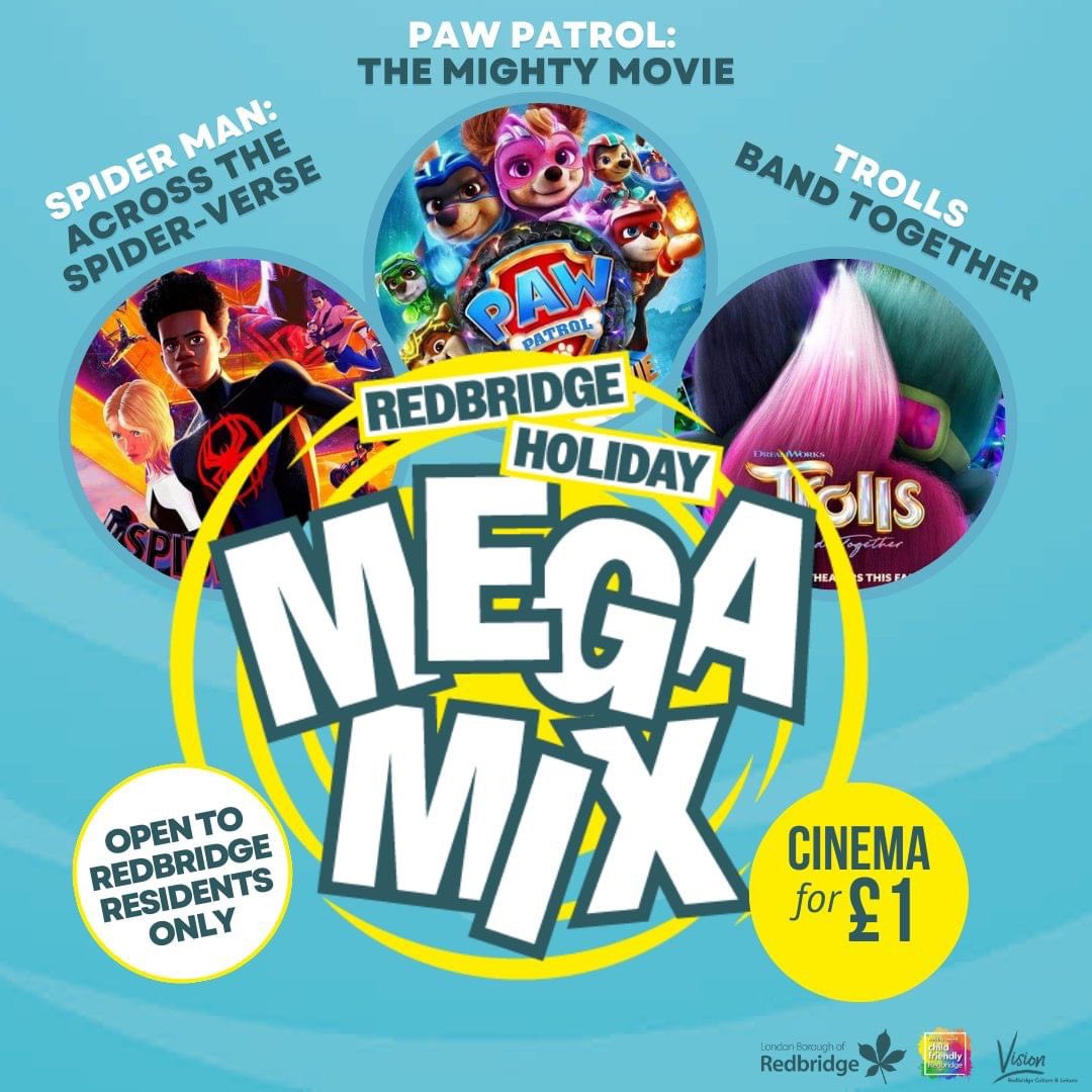 🌟Enjoy Cinema for £1 this Easter as part of Redbridge Holiday Megamix!🌟 Join us for film screenings including: 🍿Spider Man: Across The Spider-verse 🍿Trolls Band Together 🍿Paw Patrol: The Mighty Movie 🌟Book your ticket now: vrcl.uk/megamix