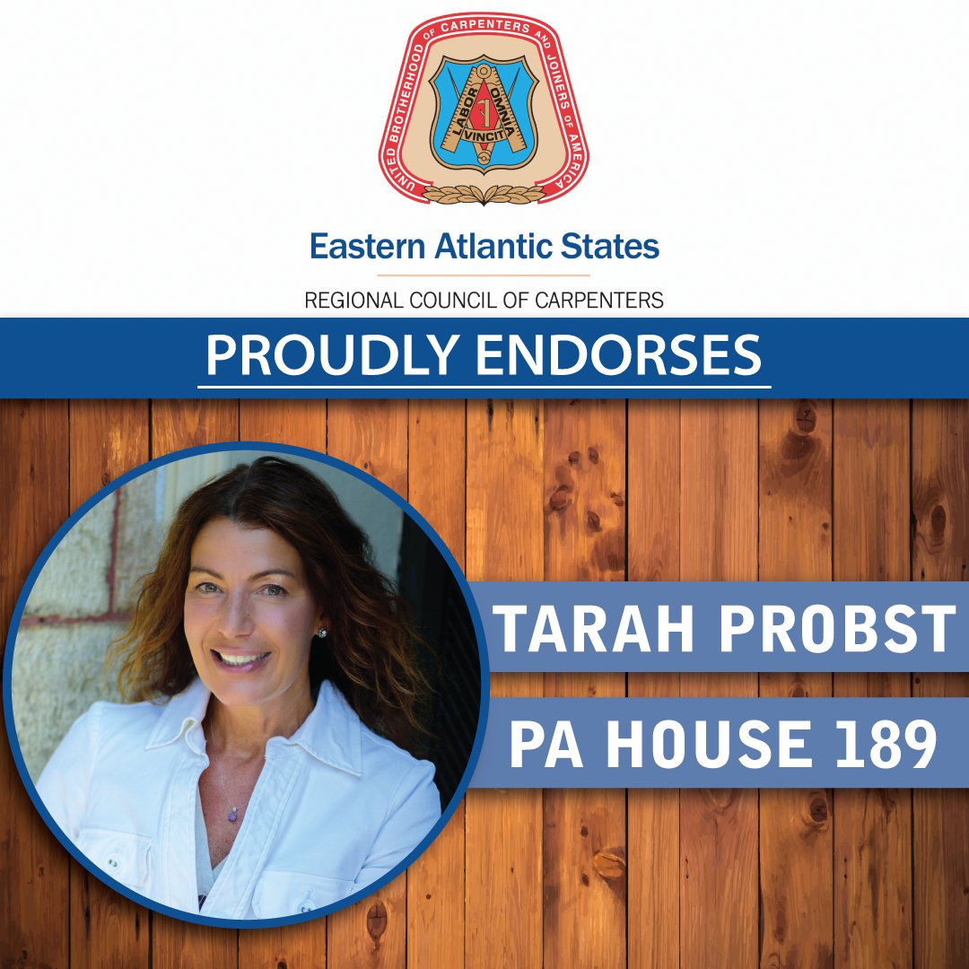 I am so honored to have been endorsed by Eastern Atlantic States Regional Council of Carpenters. I will continue to stand with union labor, the backbone of the Commonwealth's workforce. @EASCarpenters