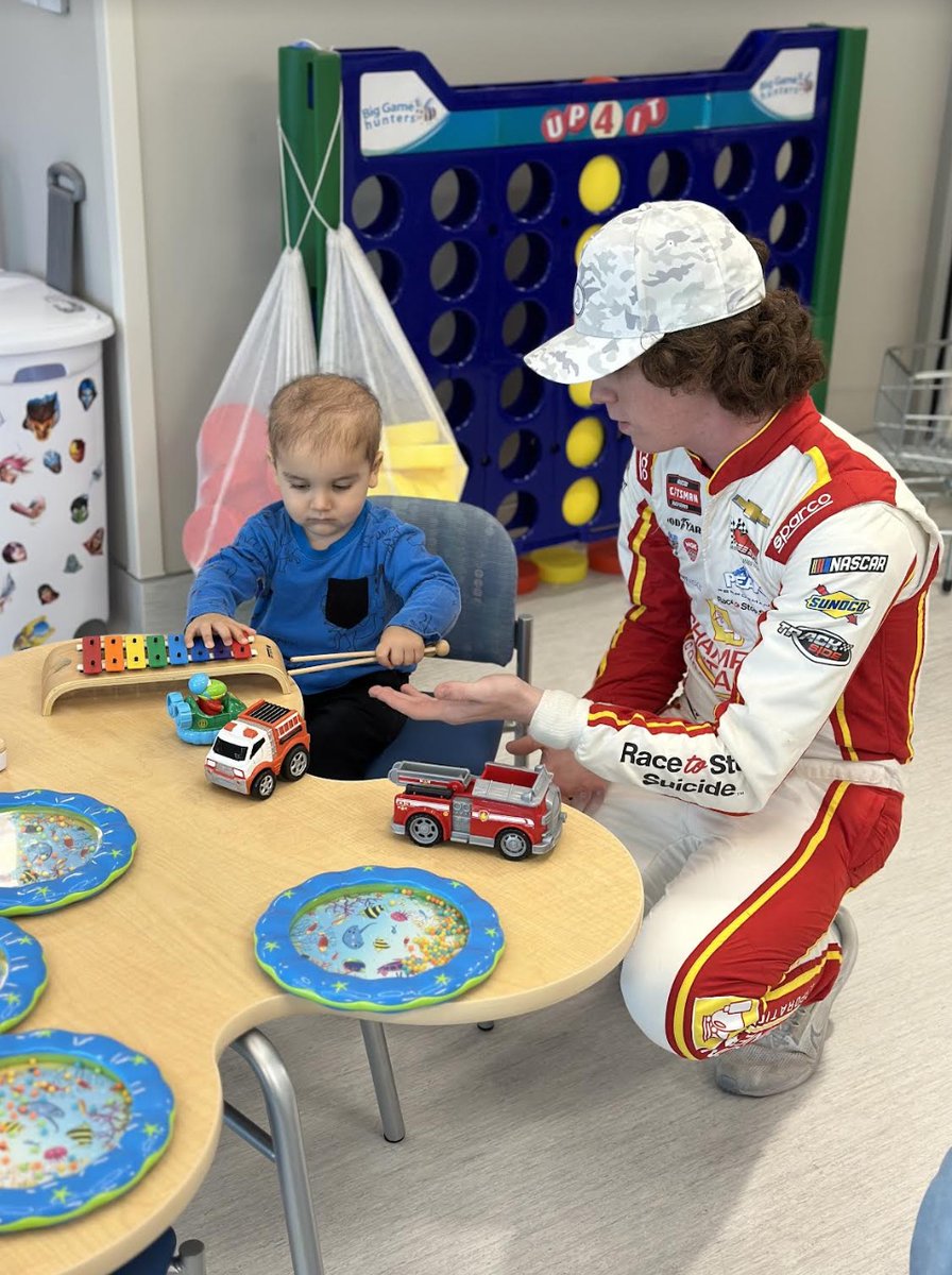 Last week, American professional stock car racing driver Daniel Dye visited families at Dell Children's Medical Center. Daniel competes full-time in the NASCAR Craftsman Truck Series, driving the No. 43 Chevrolet Silverado for McAnally-Hilgemann Racing.