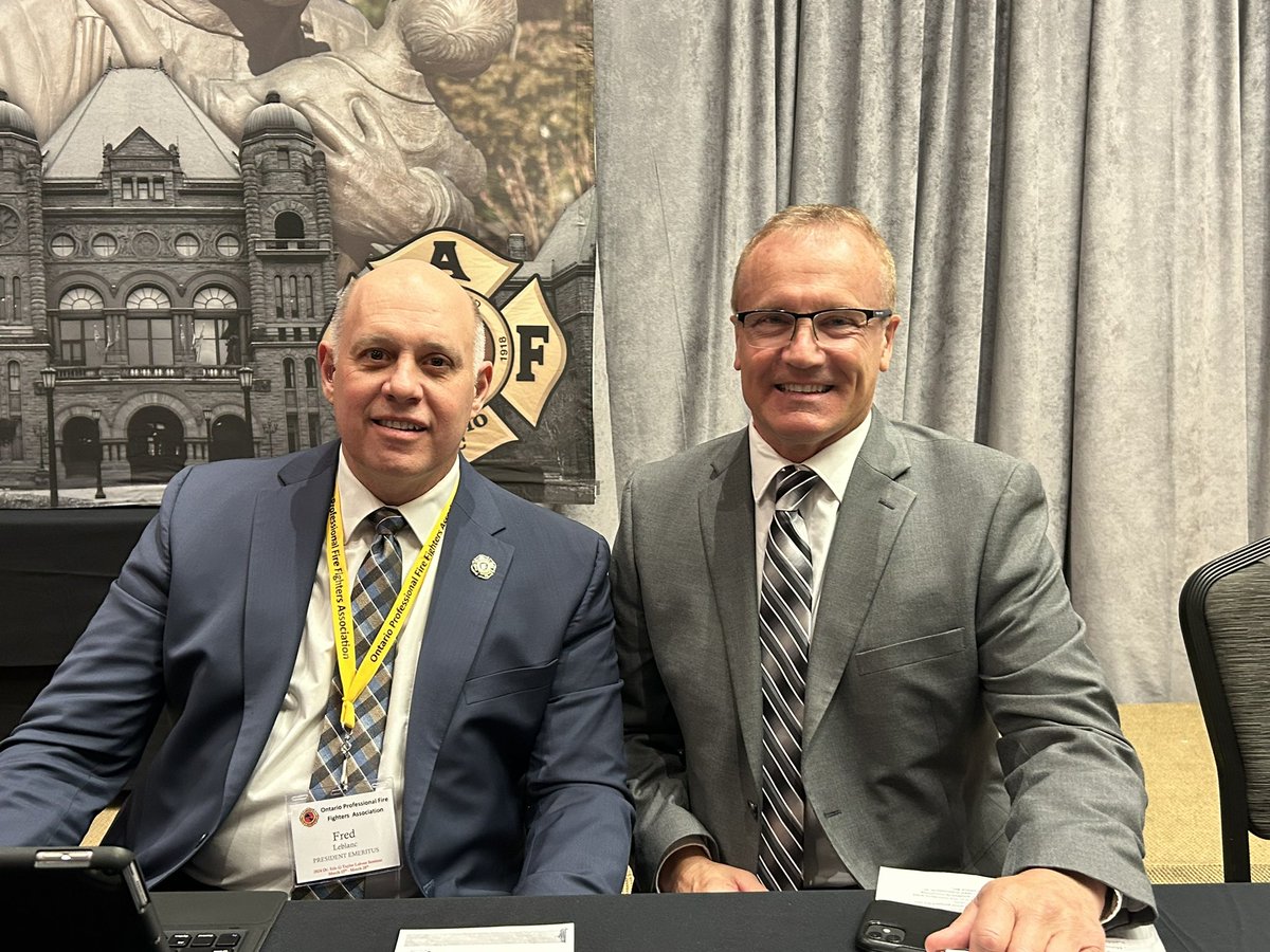 IAFF Senior Executive for Eastern Operations @csantoro91412 and @iaff13thdvp Fred Leblanc update OPFFA members on their progress representing professional firefighters. #OPFFA2024 @IAFFCanada