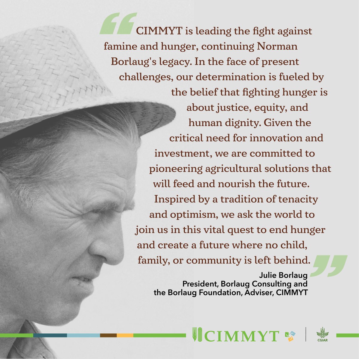 🌱🌾Remembering Norman Borlaug on his birth anniversary. His work sparked a global agricultural revolution, aiming to end hunger. At #CIMMYT, we continue his mission for a #hungerfree #future through #innovation. Join us in making a difference👉 bit.ly/43A13Mt