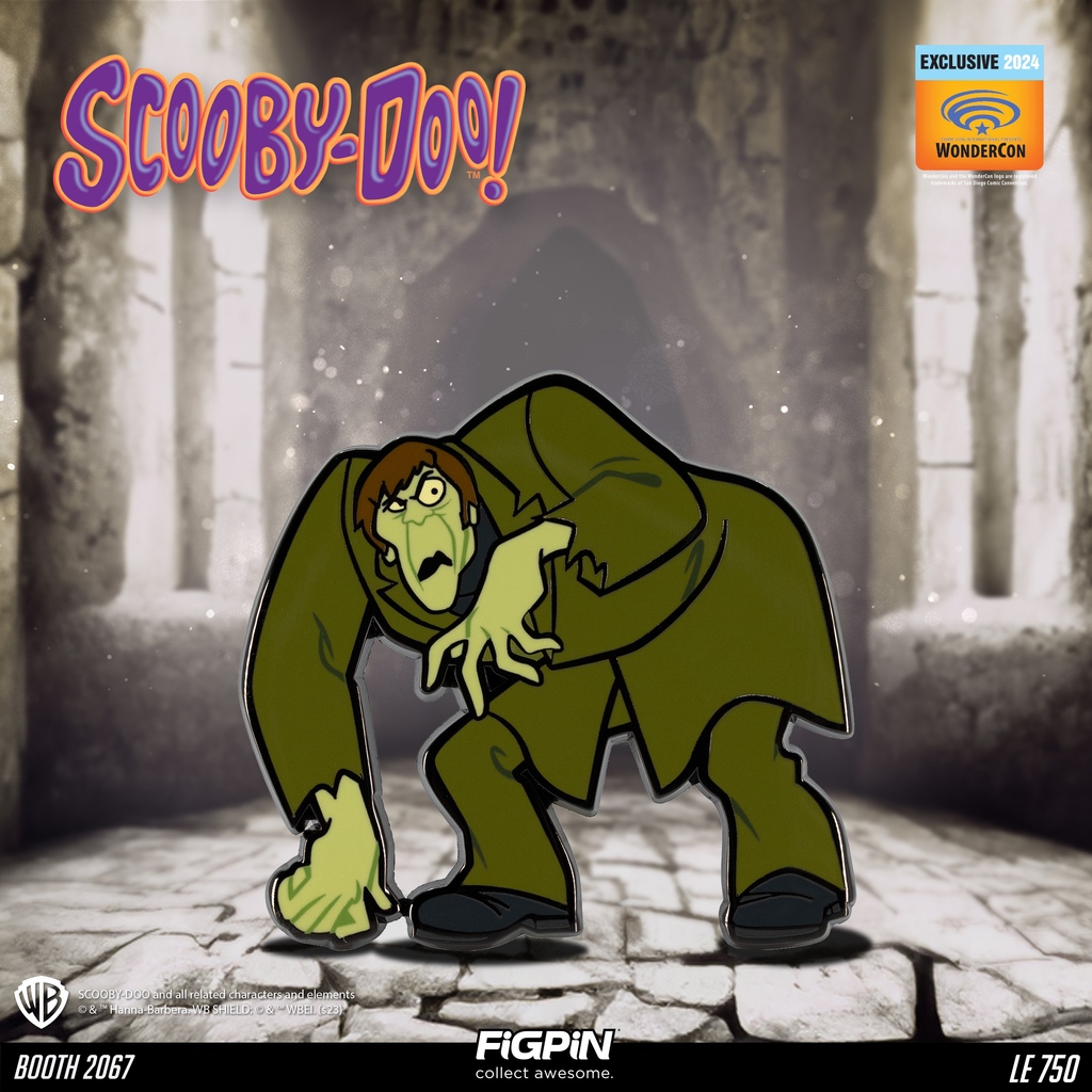 The monster hunt is over! The iconic Scooby-Doo! Monster, Creeper, joins the Wondercon FiGPiN Exclusive line up. Creeper (1569) debuts as a special enamel pin with a run of 750 units. Shake things up with a spooky FiGPiN to complete your Scooby-Doo! Collection.