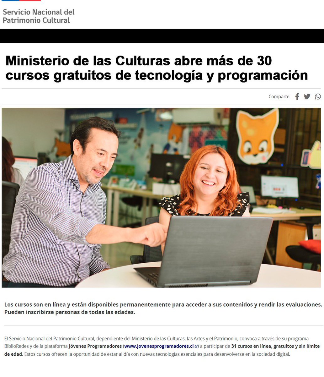 JProgramadores's tweet image. ¡Las inscripciones de todos nuestros cursos están abiertas en👉jovenesprogramadores.cl! El programa es gratuito, se imparte en línea y ¡no tienen límite de edad! Además, obtendrás un certificación al finalizar cada curso🤩Lee la noticia de @patrimonio_cl👉bit.ly/jprogramadores…