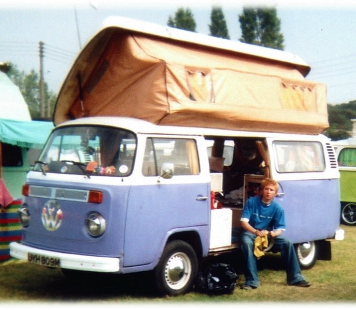 I love it when these photos pop up! 21 years ago, with my first ever car! A 1973 VW Campervan called Eleanor Rigby!! Here with my A Level music teacher, Mr. Hutchinson and his VW Beetle, Ringo!! Good days, eh, Mr. H?!