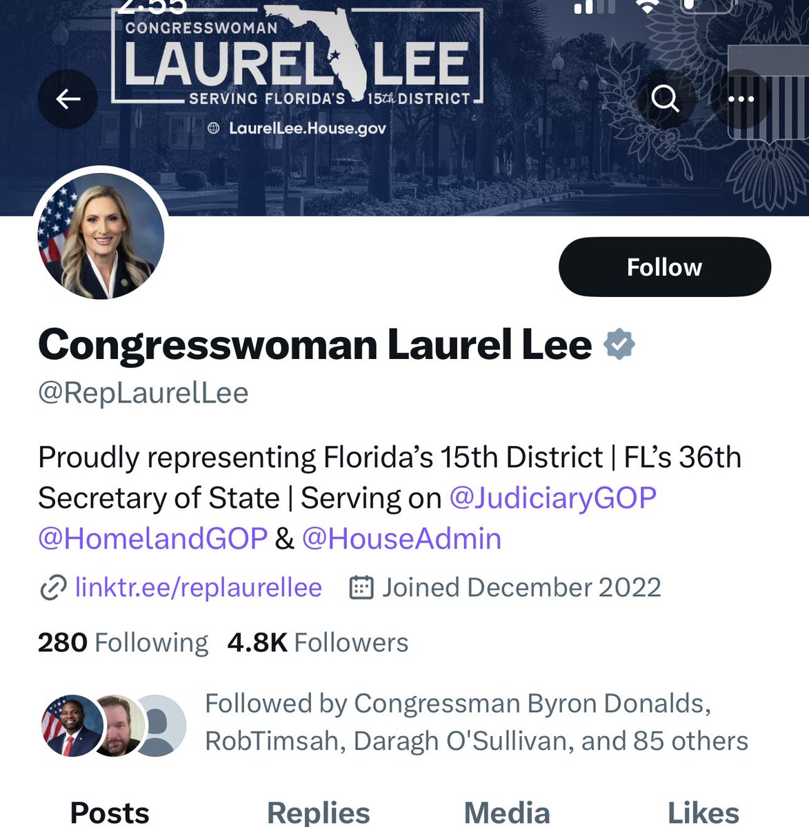 .@RepLaurelLee has 4.8k followers on X. I already have the oppo file on her. Trump wants her gone. Should I run for Congress, or should I remain an outsider? Laurel Lee is a vulnerable Republican and I have Name ID and major fundraising prowess in FL. What do you think?
