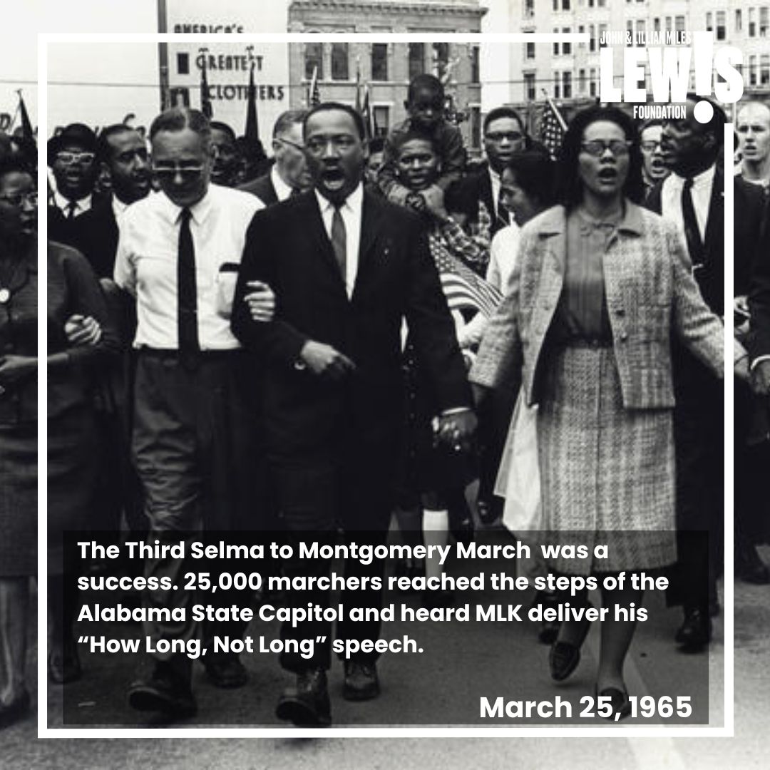 1/2 #OTD in 1965, 25K marchers finally made it to Montgomery (under the protection of the National Guard, ordered there by President Johnson). They heard MLK's “How Long, Not Long” speech.

We focus on #BloodySunday, but we should also remember March 25.

#TheMarchContinues