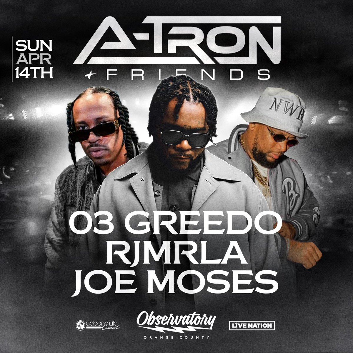 DJ A-tron & Friends are coming through to the Observatory ⚡ Get your tickets now and catch @03Greedo , @rjmrla, and @JOEMOSESAOB on April 14th. 🎟️ livemu.sc/3TS9oI0