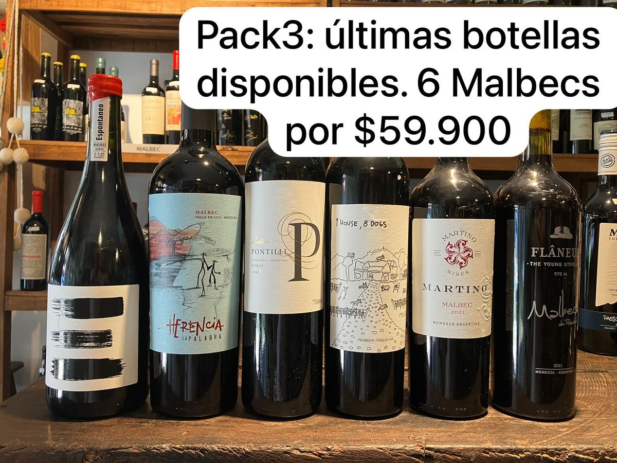 3 packs para ir palpitando el día del malbec. 

Pack 3: últimas botellas disponibles. Todos malbecs de Mendoza. 
Precio final: $59.900.- (envíos al interior: 50% de bonificación por Andreani).
#ElVinoEnVinotecas