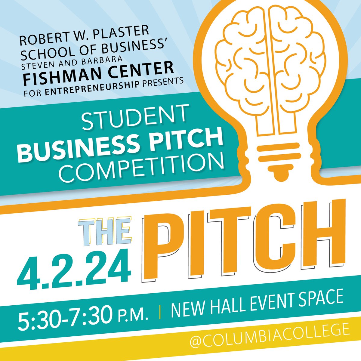 The 2024 Columbia College Robert W. Plaster School of Business Fishman Center for Entrepreneurship Pitch Competition is set for Tuesday, April 2❗ 

We hope to see you at New Hall Event Space as CC students compete for prizes up to $5,000.

📰: ccis.edu/entrepreneursh…

#WeAreCC