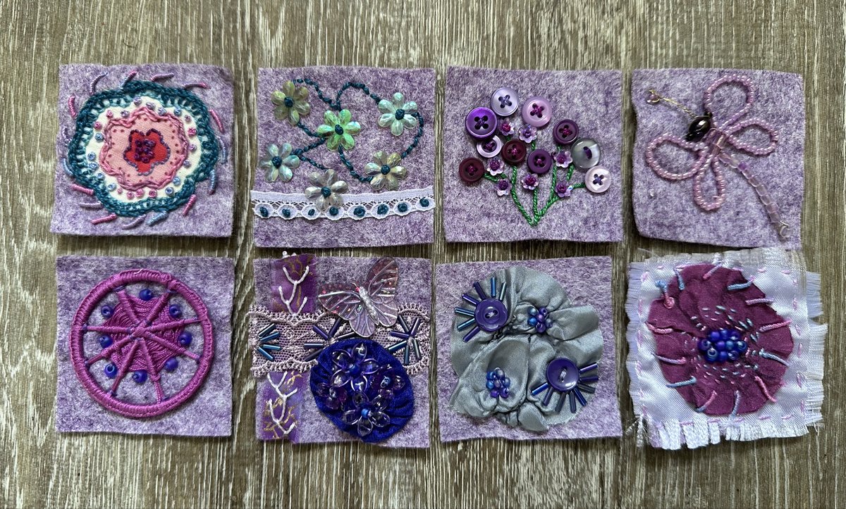 Lindacdsa's tweet photo. @GraniteElements When I am not working on a particular project, I satisfy my slow stitching cravings with small pieces. These are two inch squares. There are no rules! I just play. #mycreativeweek https://t.co/E0uMwY5zpC