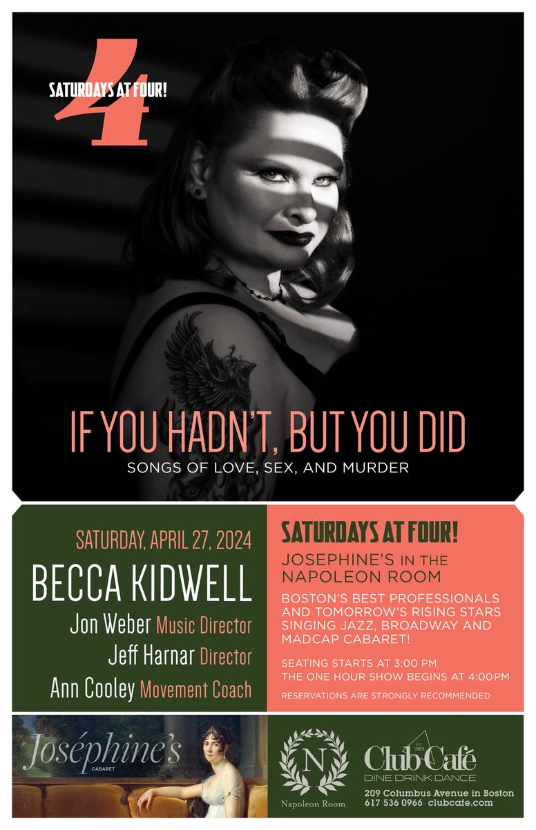 Come see Geek Emeritus and NETG founder Becca Kidwell in concert! April 27, 4-5pm at <a href="/ClubCafeBoston/">Club Cafe</a>. #josephinescabaret #clubcafeboston #breakeveryleg 
clubcafe.com/club-events/be…