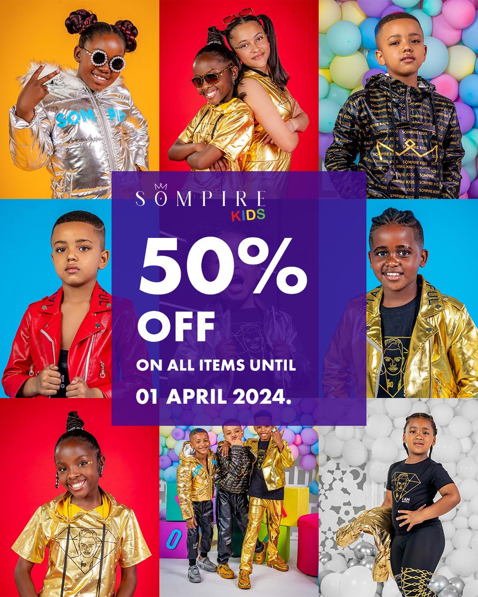 This is your LAST opportunity to purchase our last season range for 50% off on all items. Shop and order now at sompirekids.com

#sompirekids #somizi #sale #kids #fashion #clothes