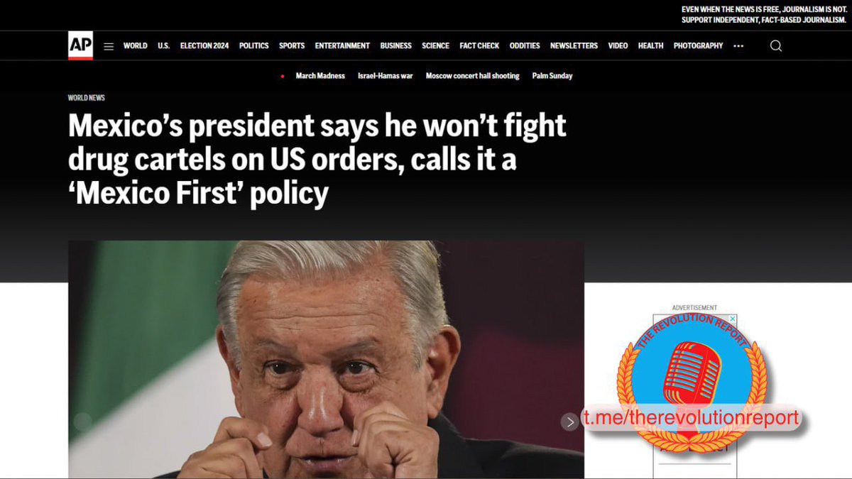 💥🇲🇽MEXICO WILL FIGHT DRUG CARTELS ON THEIR TERMS, NOT THE UNITED STATES'🇺🇸⛓

#President #AndrésManuelLópezObrador declared that Mexico would prioritize its security interests and would not engage in combating #drug #cartels solely at the behest of the United States.