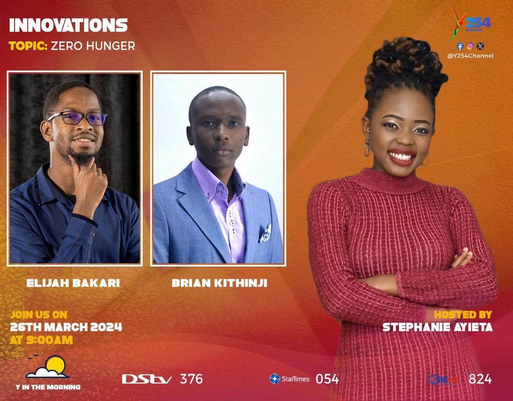 Tune in to @Y254Channel tomorrow morning, and catch our very own @briankith and Elijah Bakari discussing Food Security and Nutrition interventions in Kenya.