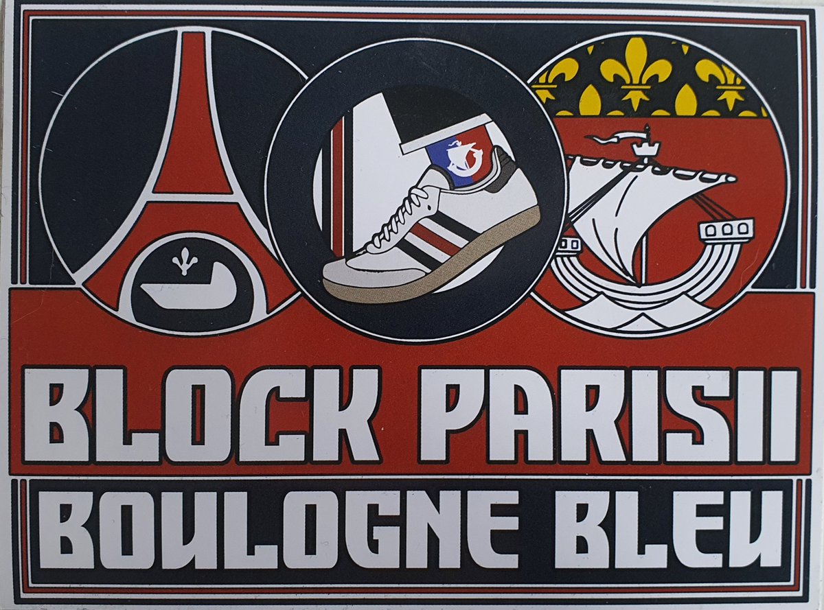 Logos Ultras, Hools & co . . 
(& matos perso) :

sticker 
Block Parisii, 
Tribune Boulogne, Paris SG 
@PSG_inside 🇫🇷