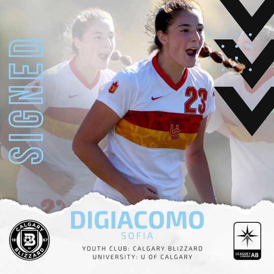Calgary Blizzard Womens & Mens - League1AB (@blizzard_l1ab) on Twitter photo 📣 Blizzard League1 Player Signing
We are excited to announce that CANWEST First Team Allstar and USPORTS Second Team Allstar, Sofia Digiocomo is joining our League1 Women’s Team! 
#League1AB #League1 📣 Blizzard League1 Player Signing
We are excited to announce that CANWEST First Team Allstar and USPORTS Second Team Allstar, Sofia Digiocomo is joining our League1 Women’s Team! 
#League1AB #League1