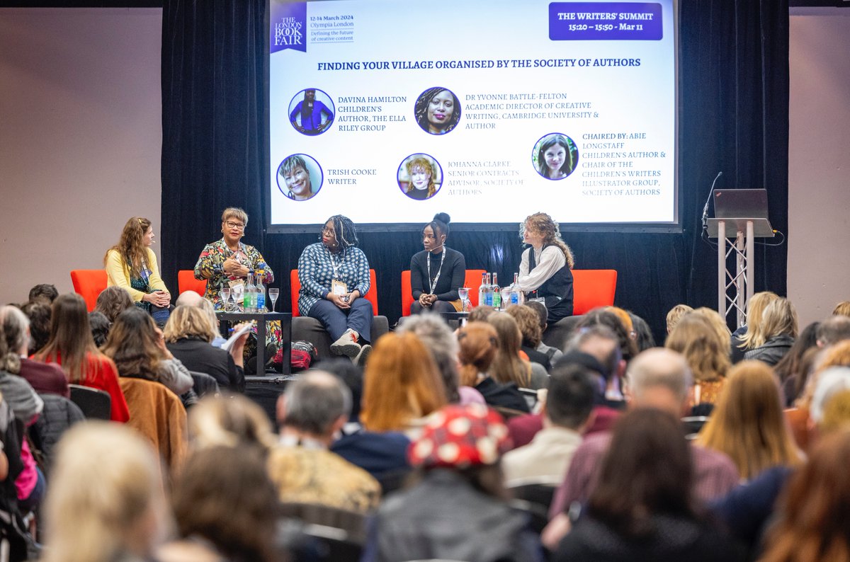 Throwing it back to @LondonBookFair, where @davina_writes alongside Trish Cooke, Yvonne Battle-Felton and Johanna Clarke, spoke to a packed audience for the @Soc_of_Authors panel discussion, Finding Your Village earlier this month. Thanks again to all who attended!