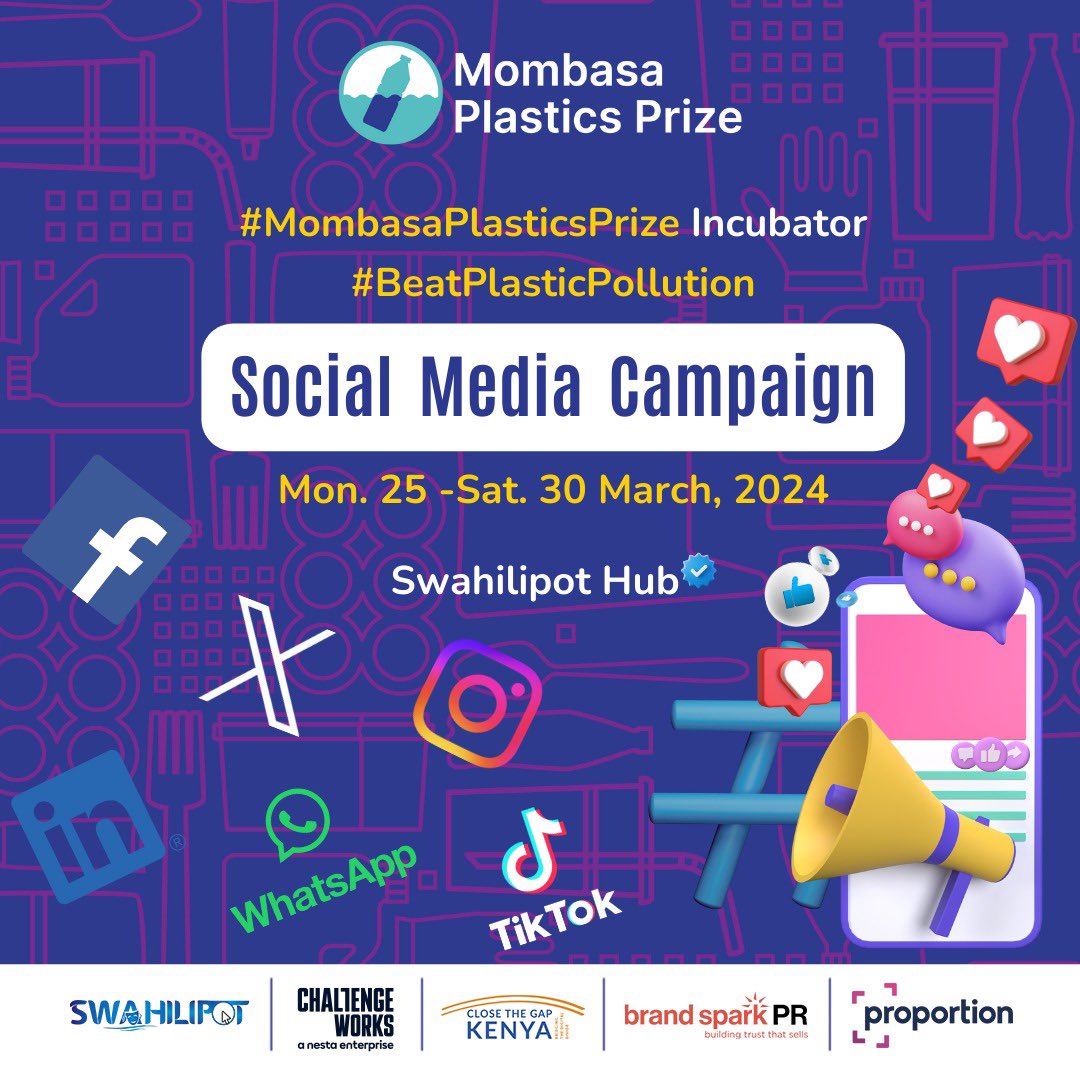 The #MombasaPlasticsPrize Incubator #BeatPlasticPollution Social Media Campaign has officially begun! Get ready for a week filled with learning and inspiration. Show your support by liking, commenting, and sharing. Follow along and share with us how you're contributing to…