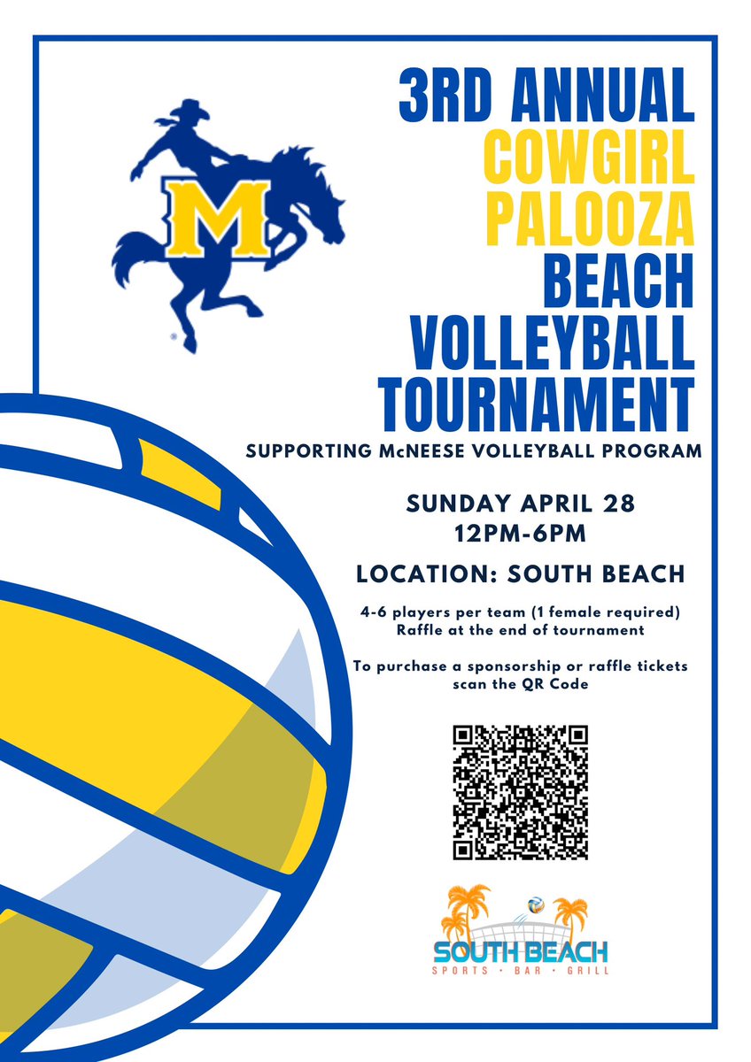 Our Annual Cowgirl Palooza Tournament Fundraiser is approaching next month on Sunday, April 28th! Interested in supporting the program through this fundraiser? Purchase a sponsorship or raffle tickets online by scanning the QR code or using this link: host.nxt.blackbaud.com/registration-f…