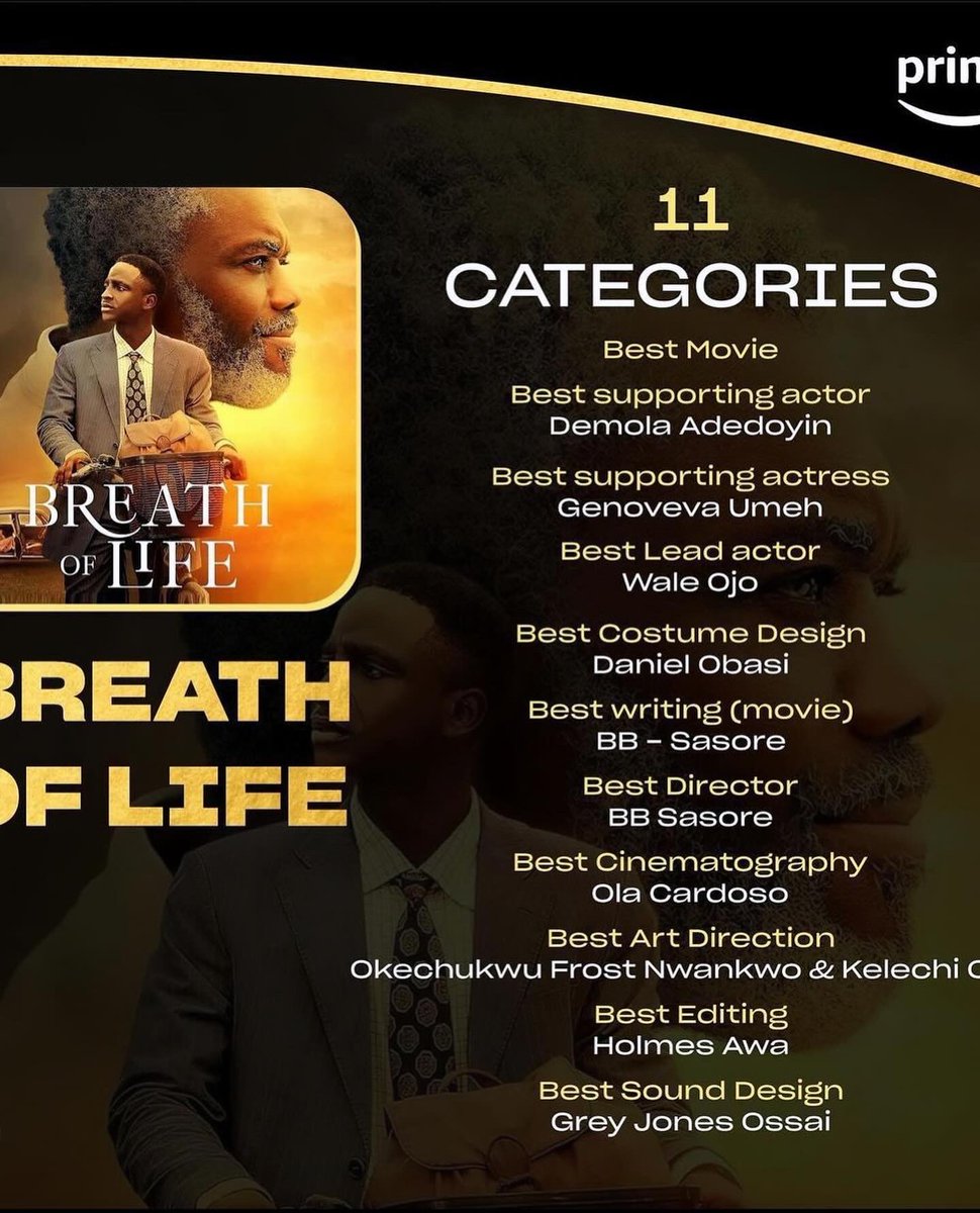 Forever proud of the gift that is #BreathOfLife

11 nominations at the AMVCA2024
Incredible feat.
Congratulations to the entire team 👏