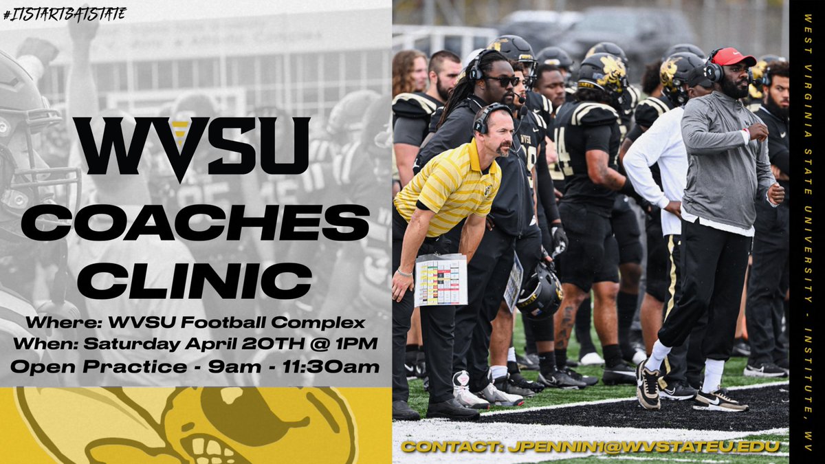 Excited to announce our guest speaker for this year’s Coaches Clinic Saturday April 20th! Poodie Carson is a football alumni at WVSU and Israeli Krav Maga trainer for the NFL (Defensive Line). Has trained Aaron Donald and others! Message me if you’re interested in attending.