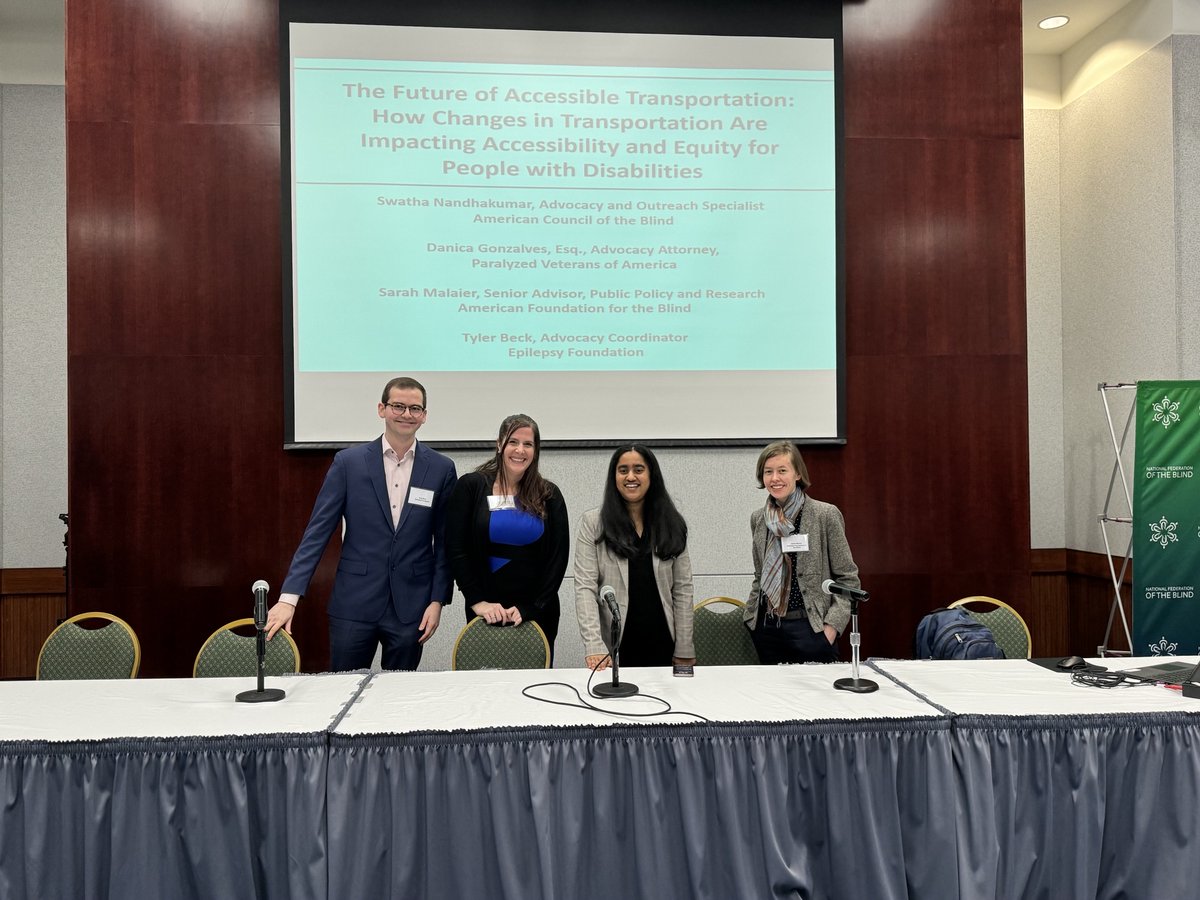 Last week ACB joined @PVA1946, @EpilepsyFdn, and @AFB1921 on a panel at the Jacobus tenBroek Disability Law Symposium to discuss how changes in transportation are impacting accessibility and equality for people with #disabilities.