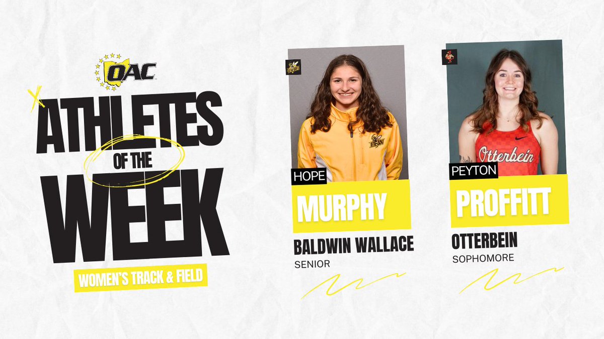 Athletes of the Week | Women's Track & Field Hope Murphy, @bwathletics Peyton Proffitt, @ott_athletics #OAC #OACTrackandField🏃‍♀️