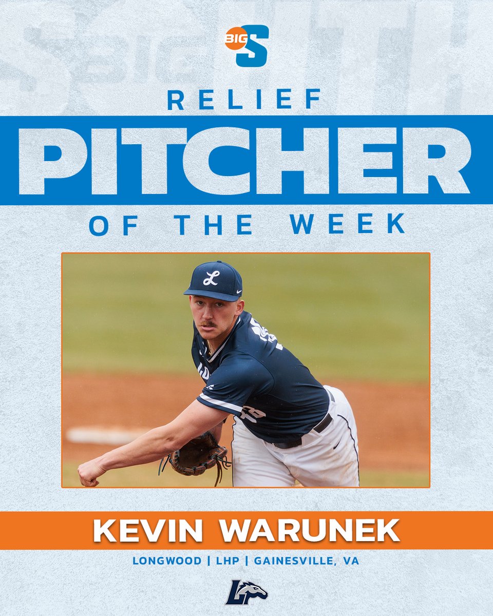 He struck out 4⃣ of the six batters he faced and picked up the win after shutting down PC over the final 2.0 innings on Sunday 👀

<a href="/LongwoodBase/">Longwood Baseball</a>'s Kevin Warunek is the #BigSouthBase Relief Pitcher of the Week!
