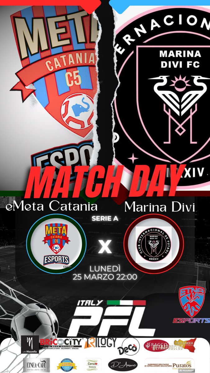 Iniziamo questa settimana con una partita di @PFL_Italy contro i <a href="/marinadivi/">araujo</a> che tanto bene stanno facendo in questa stagione. Gli Etnei faranno di tutto per portare i tre punti a casa e muovere una classifica che non rende onore al livello dei rossazzurri ♥️🩵🌋