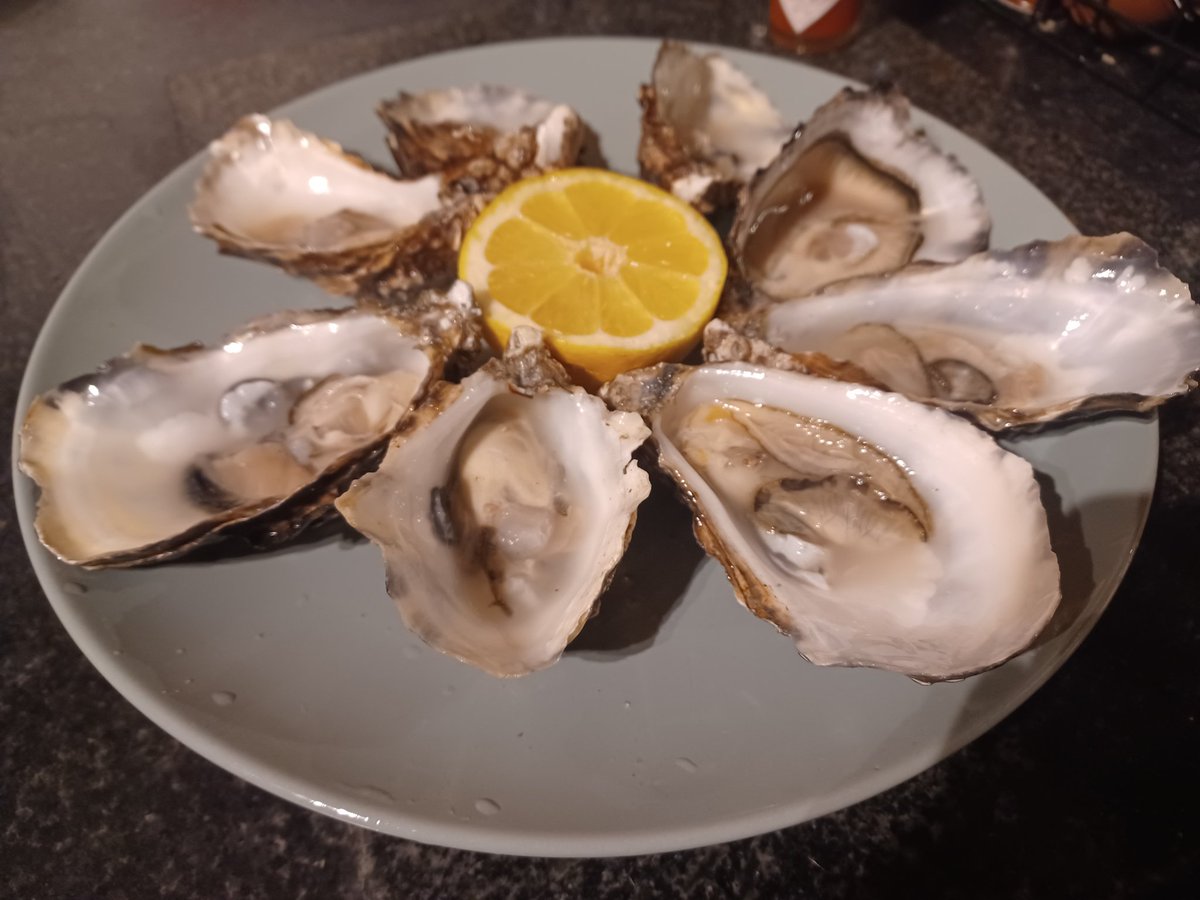 Tucking into some fabulous #Carlingford #oysters tonight 🦪 Keeping it simple with some lemon and a drop of Tabasco.