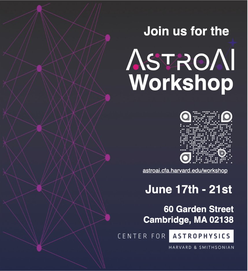 We are thrilled to announce the AstroAI Workshop, an event to learn about the role of Artificial Intelligence (AI) and Machine Learning (ML) in Astrophysics.
Join us: astroai.cfa.harvard.edu/workshop/detai…