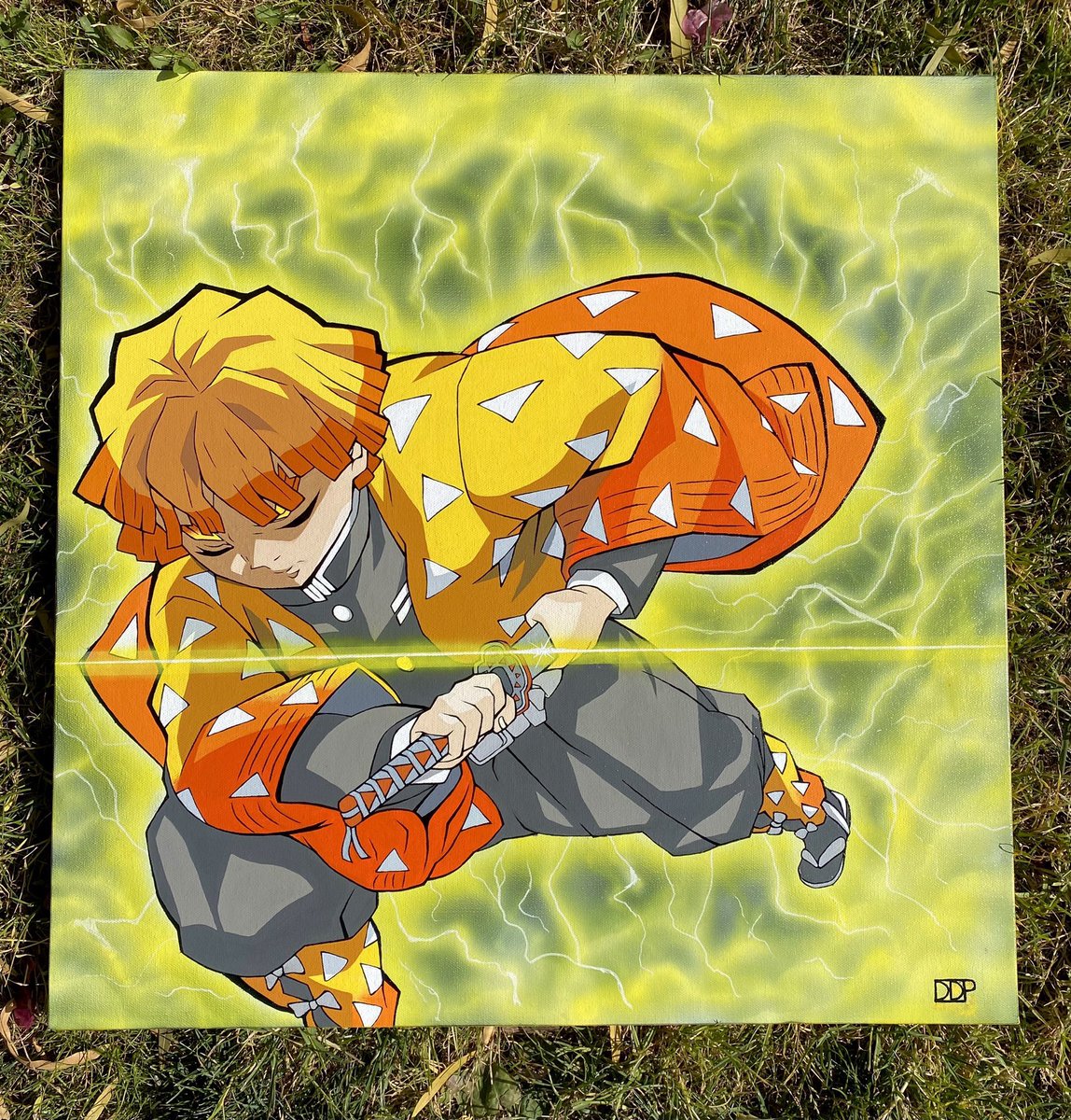 Letting go this zenitsu painting for a low price 
DM if interested 
#DemonSlayer #zenitsu