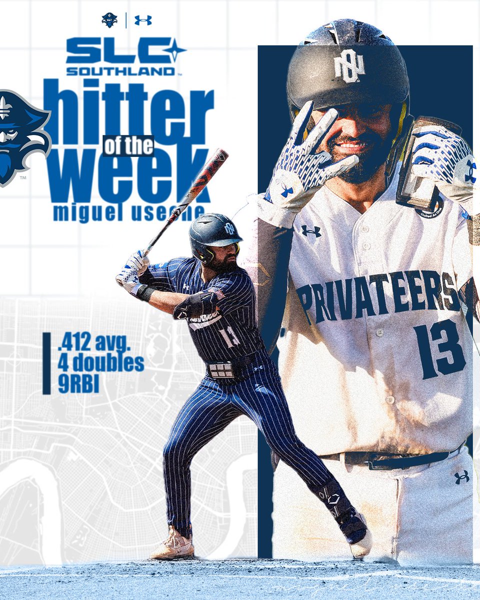 New Orleans Baseball (@privateersbsb) on Twitter photo .<a href="/miguel_useche13/">Miguel Useche</a>, the SLC hitter of the week😤
📰unoprivateers.com/news/2024/3/25…
#NOLAsTeam⚔️ | #LockedIn🔒 .<a href="/miguel_useche13/">Miguel Useche</a>, the SLC hitter of the week😤
📰unoprivateers.com/news/2024/3/25…
#NOLAsTeam⚔️ | #LockedIn🔒