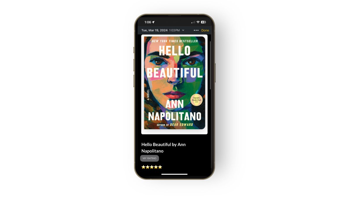 Book lovers: are you rating and reviewing your favorites in Day One? It's easy, and we wrote all about it. Shout out to @napolitanoann, whose 'Hello Beautiful' is featured here! dayoneapp.com/blog/book-jour…