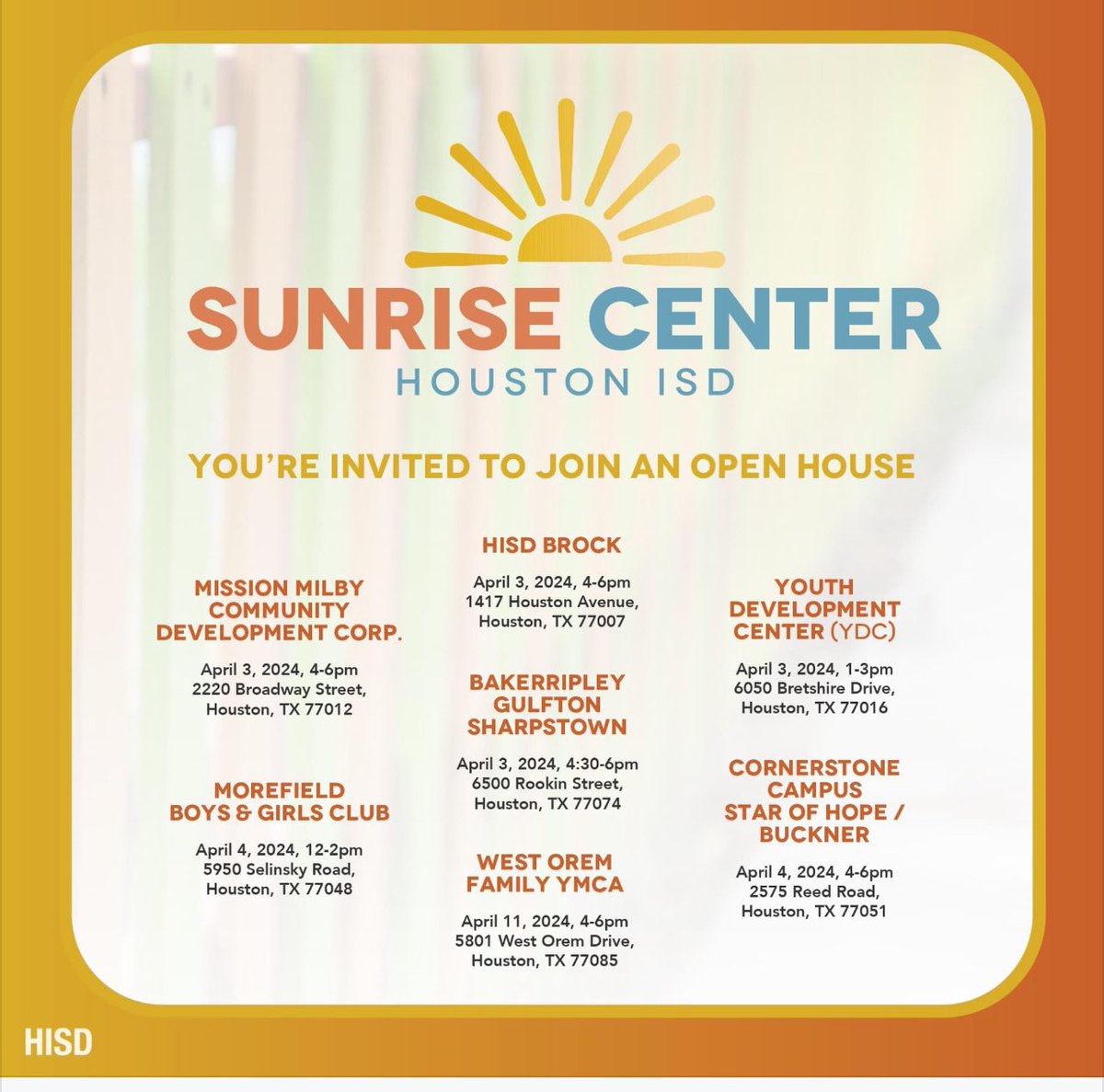 Visit our Sunrise Centers