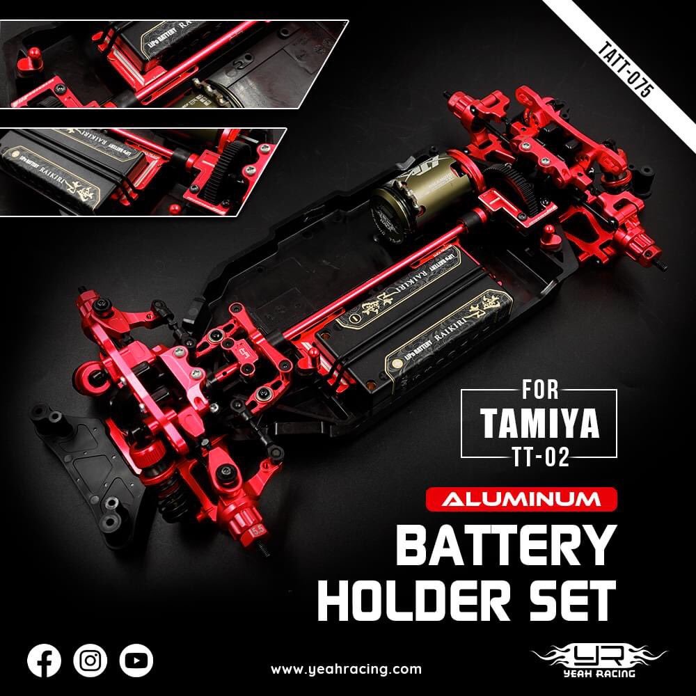 rcmart's tweet photo. Yeah Racing Aluminum Short Battery Holder Set!!!
Upgrade part for you to install shorty packs onto your Tamiya TT02, quick battery change with the included elastic bands.
>> https://t.co/rMWoN3FBuE <<
Get your RC goodies at:
https://t.co/9yuGVMVw0P
#rcMart
#YeahRacing https://t.co/DDMHICRD0I