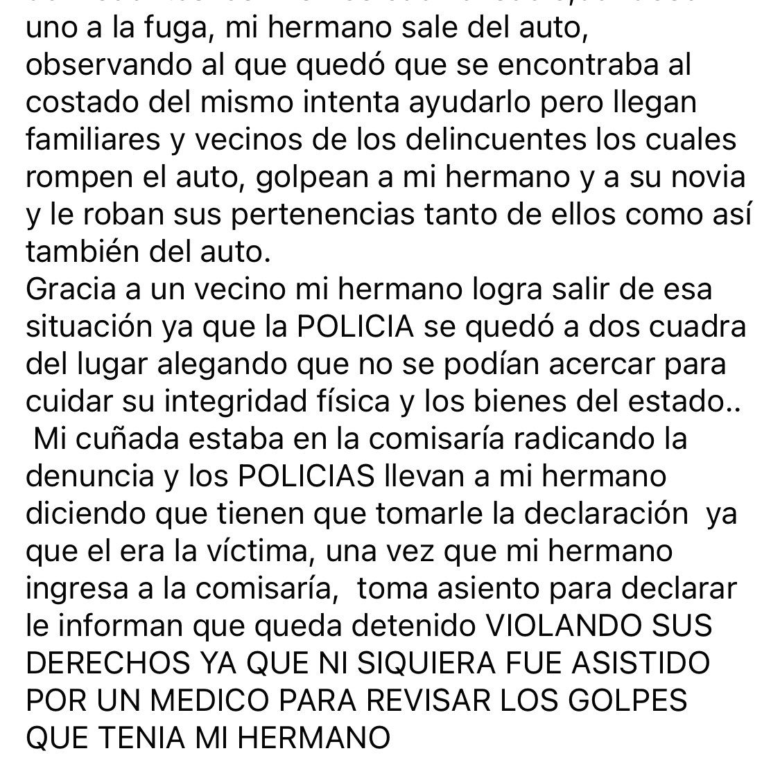Marco Benites se encuentra detenido en Batán, lo metieron en la ratonera de la cárcel para que lo maten los presos siendo aspirante a cadete de la Policía de la Ciudad, fue víctima del robo de su moto pero terminó preso por tentativa de homicidio. La policía protegió a los