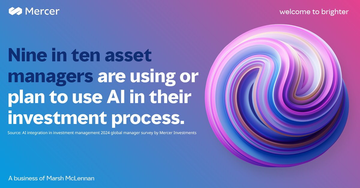 From our research, usage of #AI now extends far beyond the traditional cohort of quantitative managers, with 91% of asset managers either currently or planning to use AI as part of #investment strategy or asset class research. Find out more: bit.ly/4cwUCxH