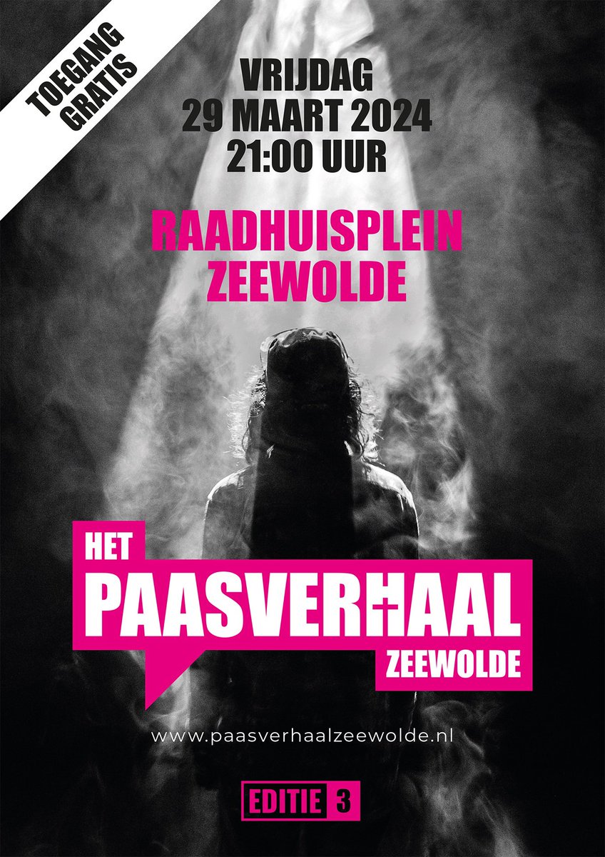 Zet in je agenda, voor de 3de en helaas laatste keer #paasverhaalzeewolde. Live band, live gezongen, mooie video’s die het verhaal ondersteunen. Kom kijken, goede vrijdag 29 maart 2024 #zeewolde