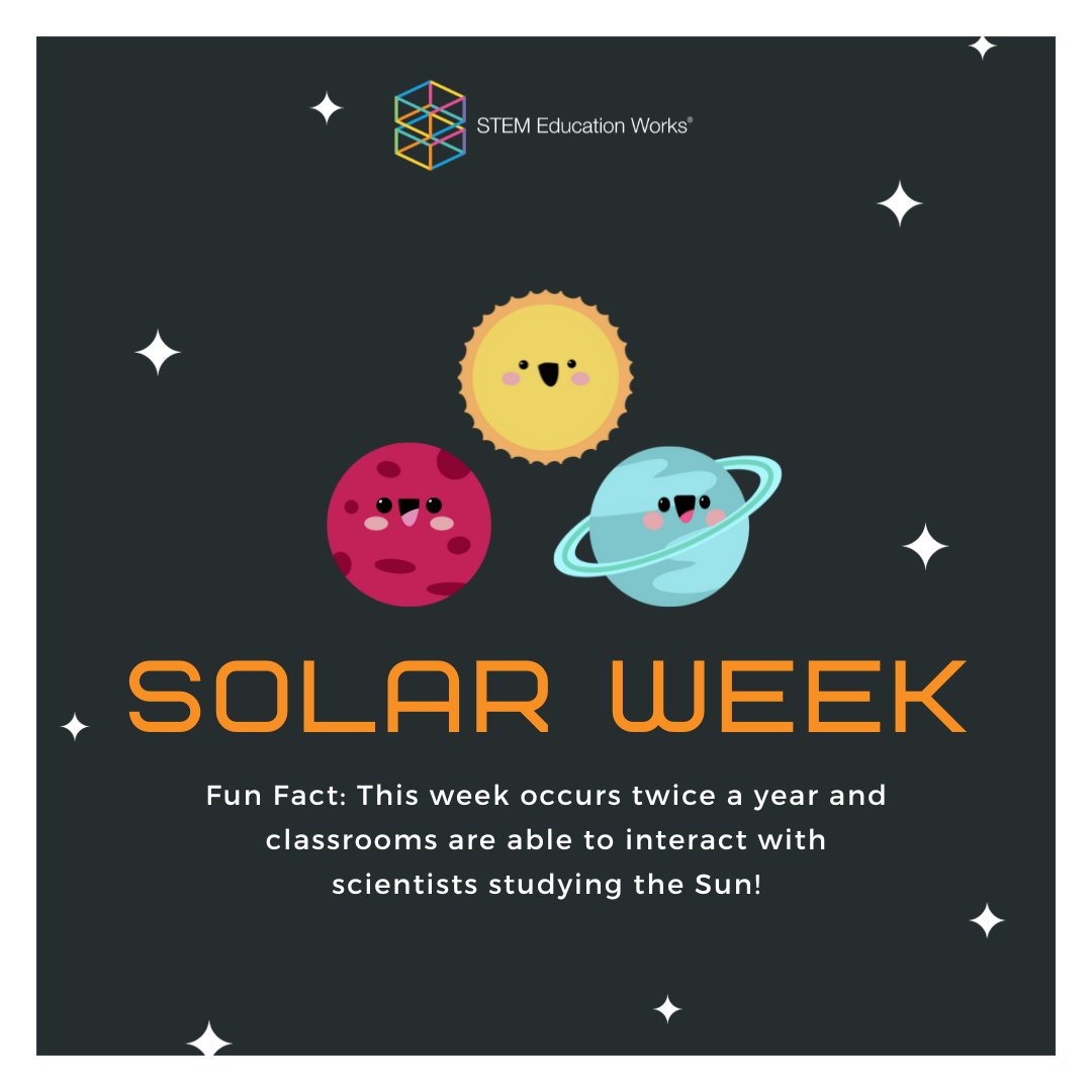 STEMeduWorks's tweet image. It’s NASA’s Solar Week! 🌞🚀 This is a fun-filled week with online lessons, games, webinars, and activities about the Sun-Earth connection. You can even ask questions from leading solar scientists! 👩‍🔬🌟

Learn more information at: bit.ly/2H5NLjC

#NASASolarWeek #STEM
