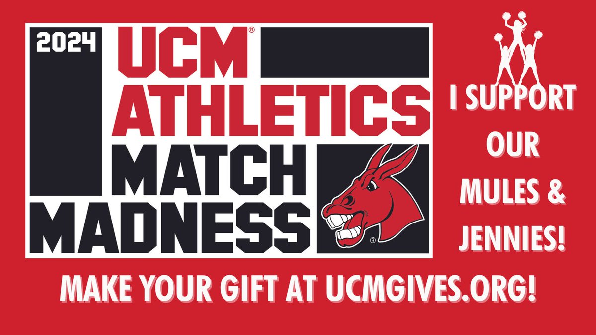 We're just 2⃣ hours away from our Power Hour Challenge during #MatchMadness 2024, for a chance at an additional $1,000 towards the #MuleBall program! For more information, visit UCMGives.org