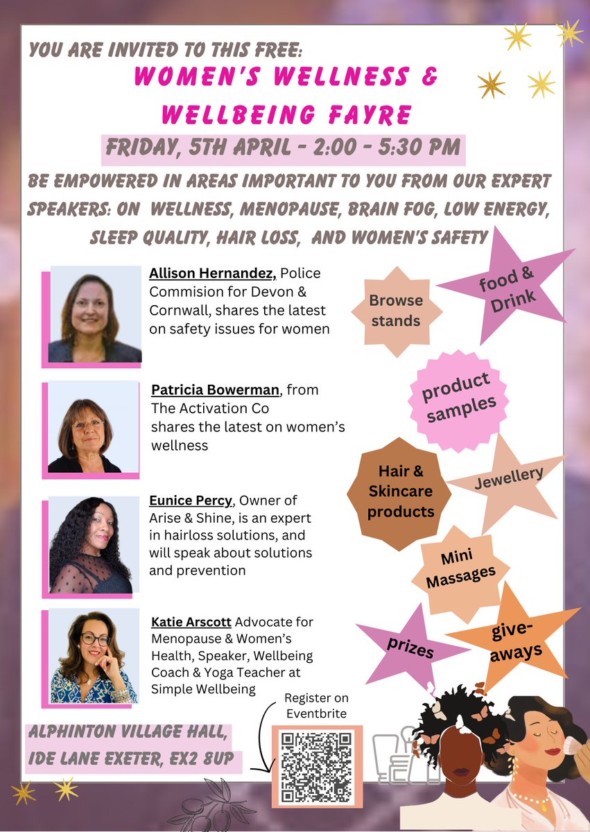 I'm pleased to be organising this #Wellness event on 5th April in #Exeter with #AlisonHernandez as #VIPspeaker @Exeter_Hour @Devon_Hour @exeterchamber #WomensHealth #eventbrite