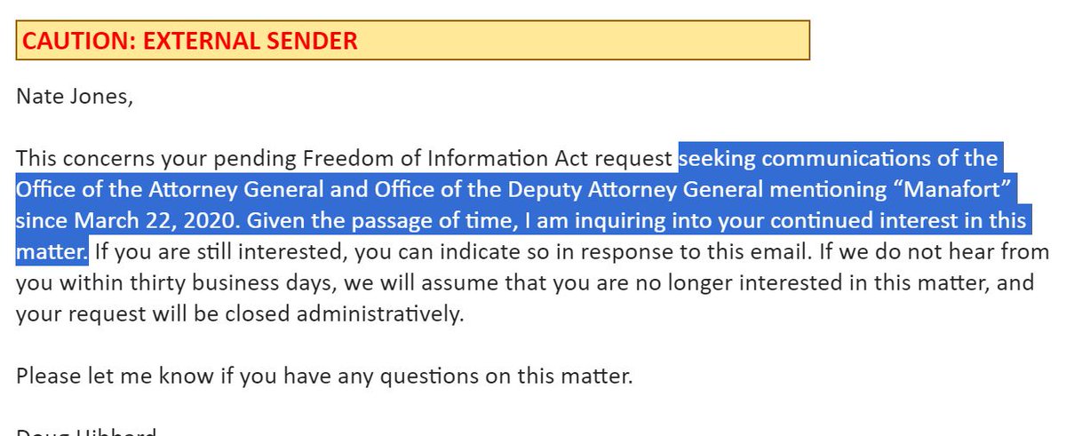 FOIA is not working properly at the Department of Justice.