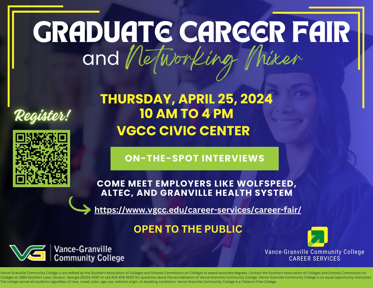 📢 BIG NEWS: Our April 25 Career Fair & Networking Mixer is officially open to the public, not just VGCC grads! Meet employers, find exciting opportunities, and even land on-the-spot interviews 🚀📈✨ ow.ly/7qn450R1r0M #educate #inspire #support #yourcommunityyourcollege