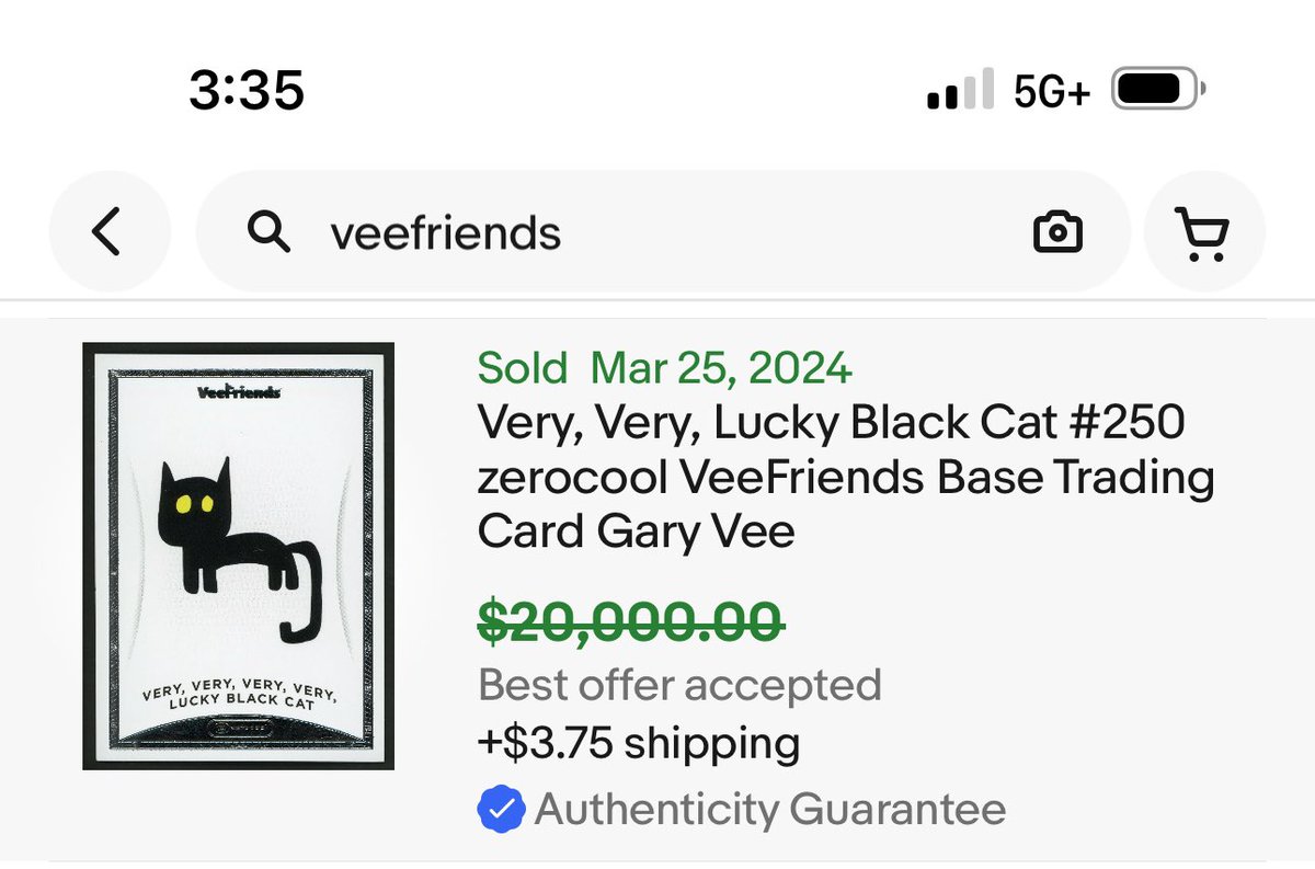 Wow…whoever was involved in this deal congrats!! 🐈‍⬛ 

<a href="/veefriends/">VeeFriends</a> <a href="/VeeFriendsCards/">VeeFriends Cards</a> <a href="/garyvee/">Gary Vaynerchuk</a>