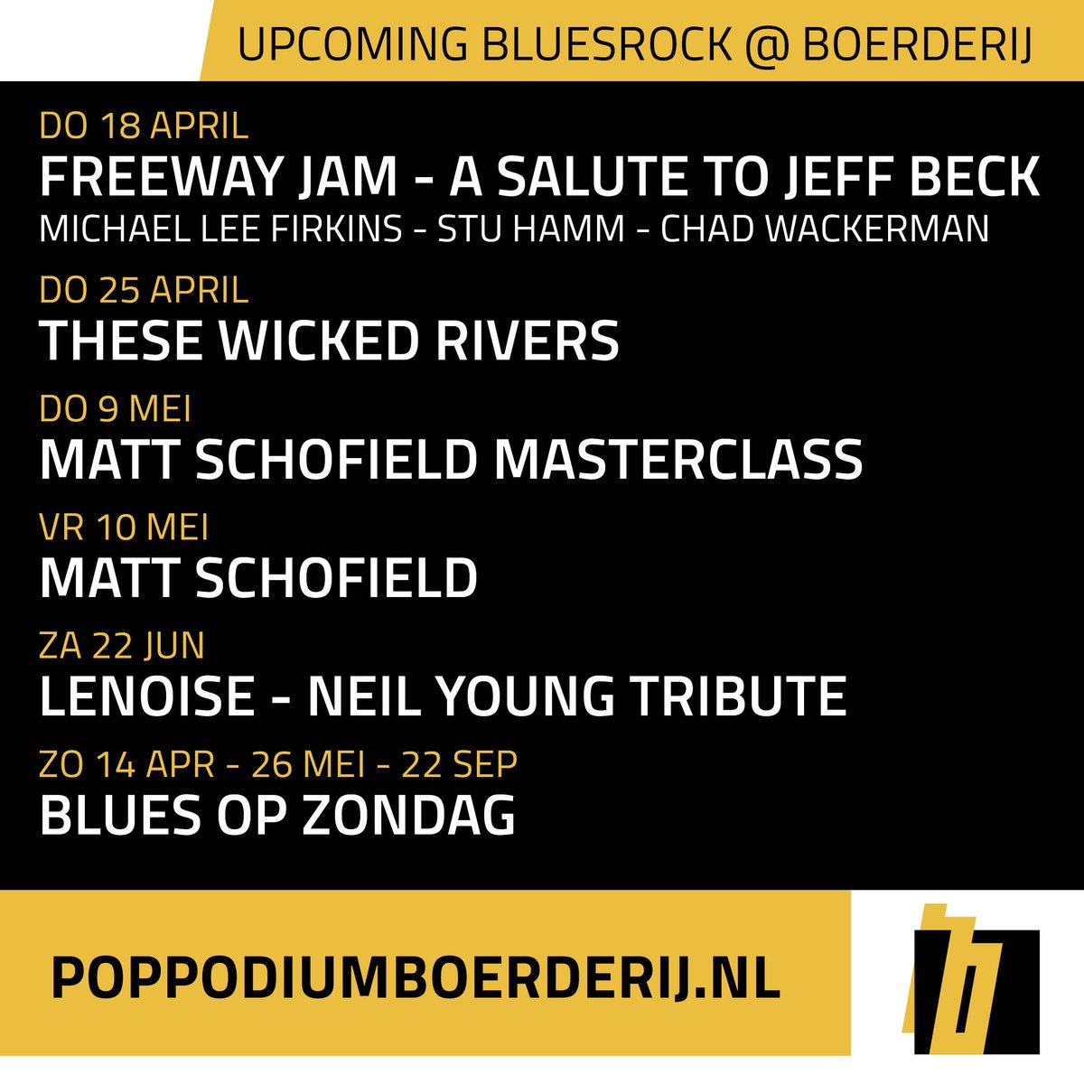 Bluesrock in Poppodium Boerderij, Zoetermeer De komende maanden staan er weer hele toffe blues(rock) artiesten op het podium van Poppodium Boerderij in Zoetermeer. Check hier het programma... bluesmagazine.nl/bluesrock-2024… @podiumBoerderij #concert #blues #bluesrock #Zoetermeer