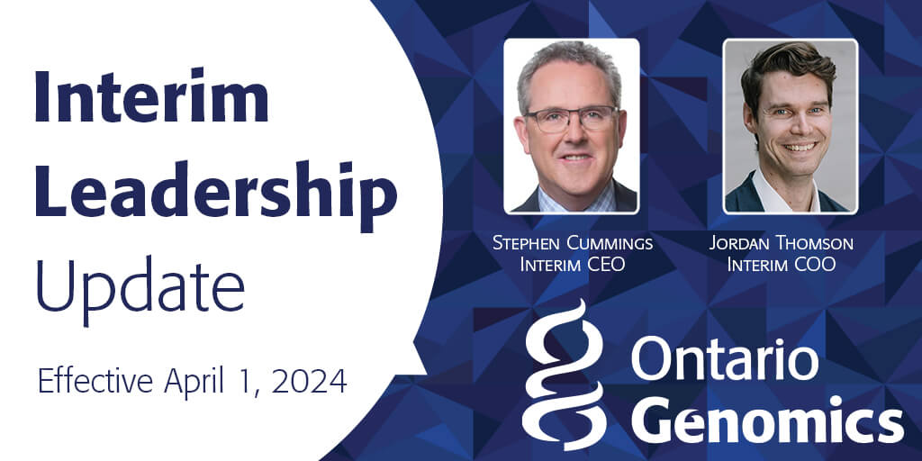 As an update to the recent resignation of our President and CEO, Bettina Hamelin, Ontario Genomics is thrilled to announce our interim leadership team, effective Monday April 1. Read all the details here -> ontariogenomics.ca/ontario-genomi…