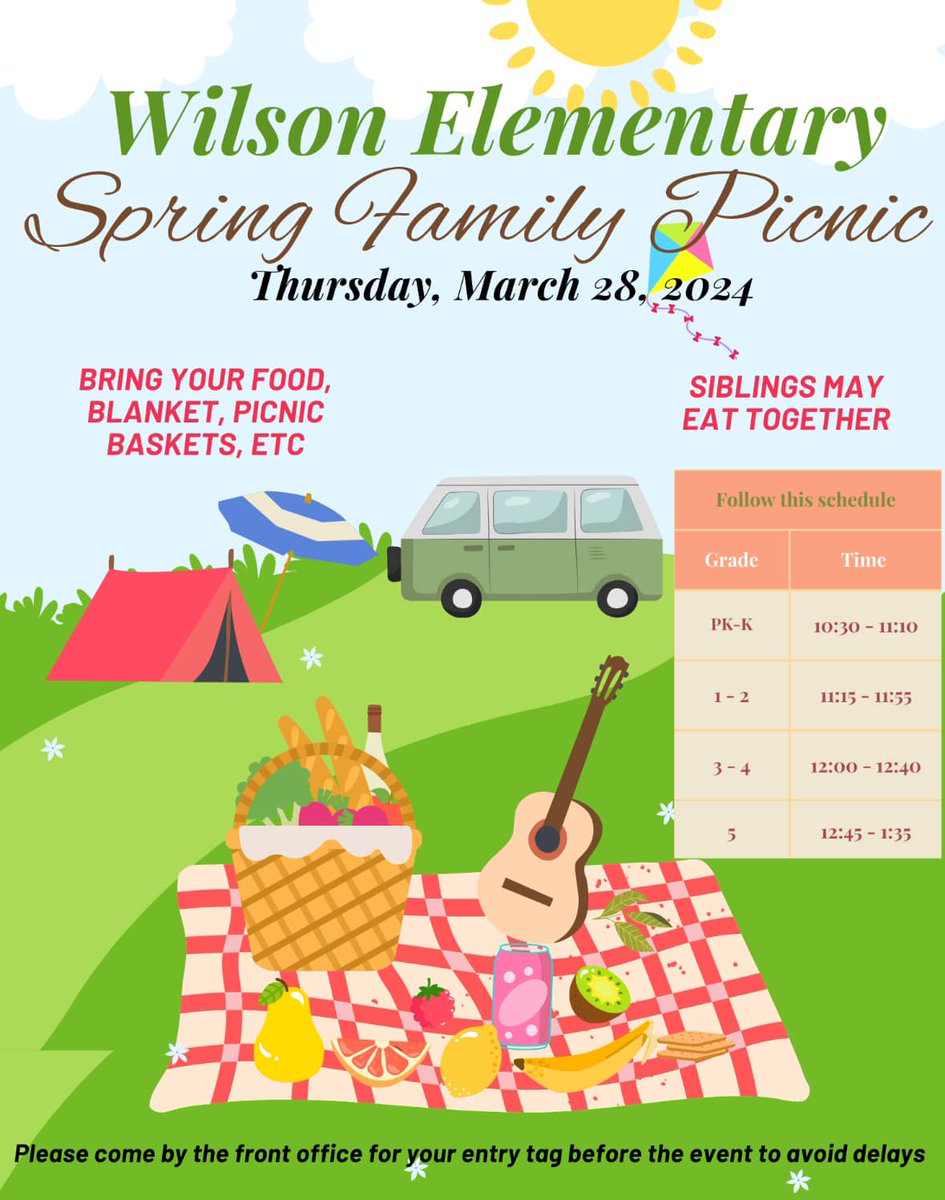 Our Wilson Family Picnic is this Thursday! Please make sure to stop by the front office to get your visitors pass before this day to avoid delays.@Erikardz11G @Karime_Flores7